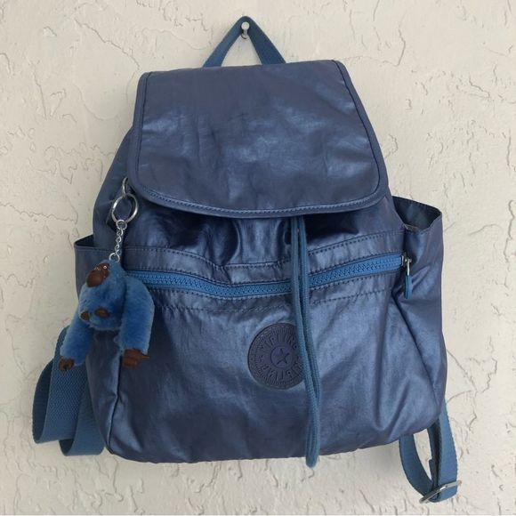 Kipling Bags Kiplingellaria Backpack Metallic Blue Gorilla Keychain